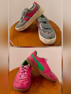 Bundle of 2 pairs Gola & Puma Toddler Sneaker Sz US 11 Floral Pink Retro Chic
